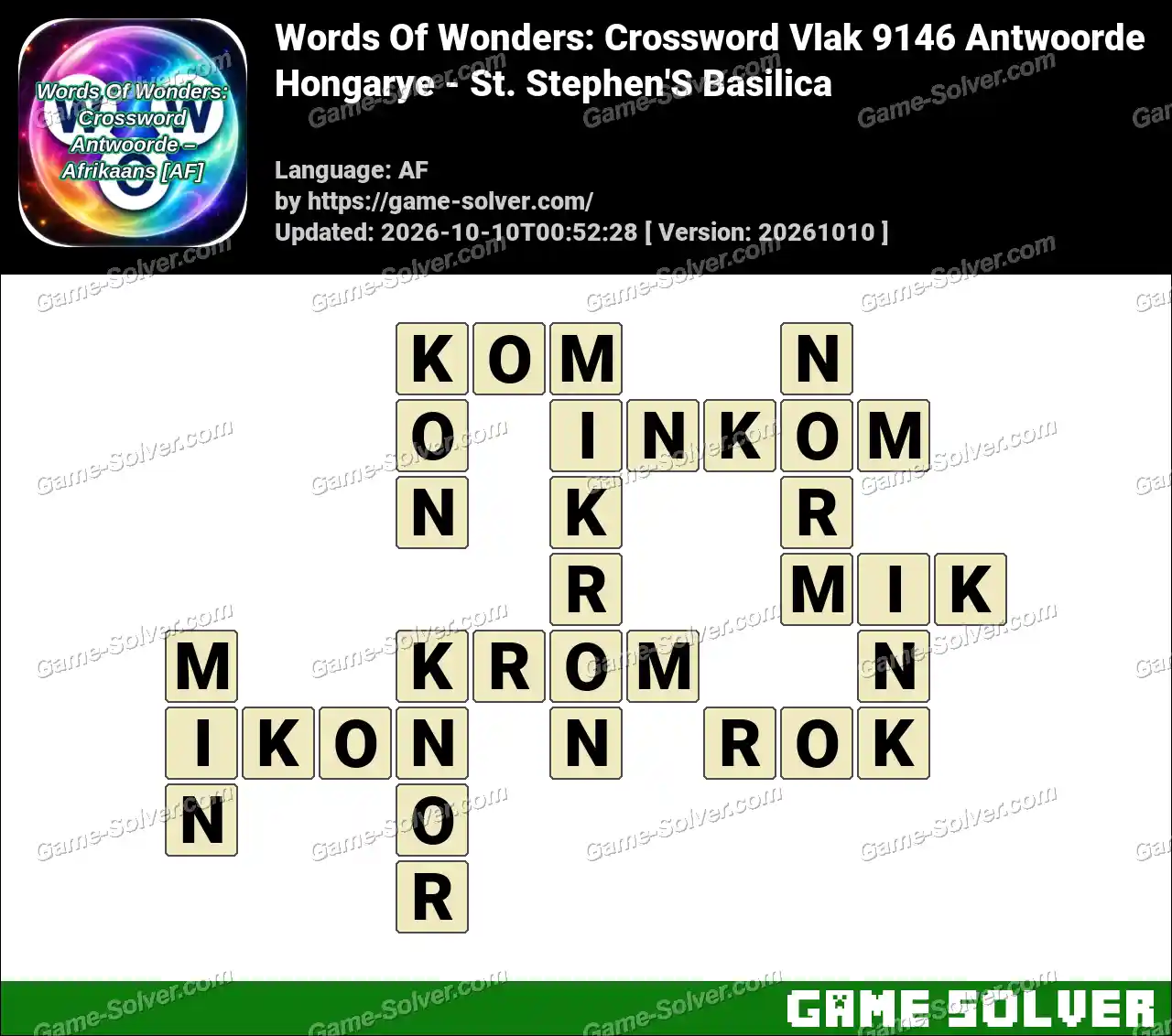 Words Of Wonders: Crossword Vlak 9146 Antwoorde – Hongarye – St. Stephen’S Basilica
